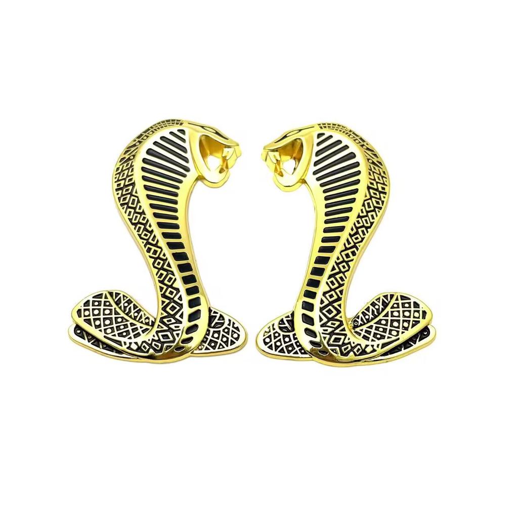 2x Snake Cobra Car Front Grille Emblem Side Fender Badge Rear Trunk Car Stickers Accessories
