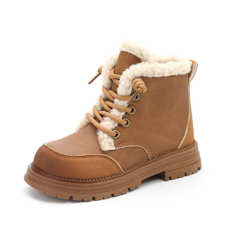 Kids Shoes Boots for Girl 2024 Winter Toddlers Causal Cotton Boots Thick Bottom Plush Versatile Children's Platform Ankle Boots
