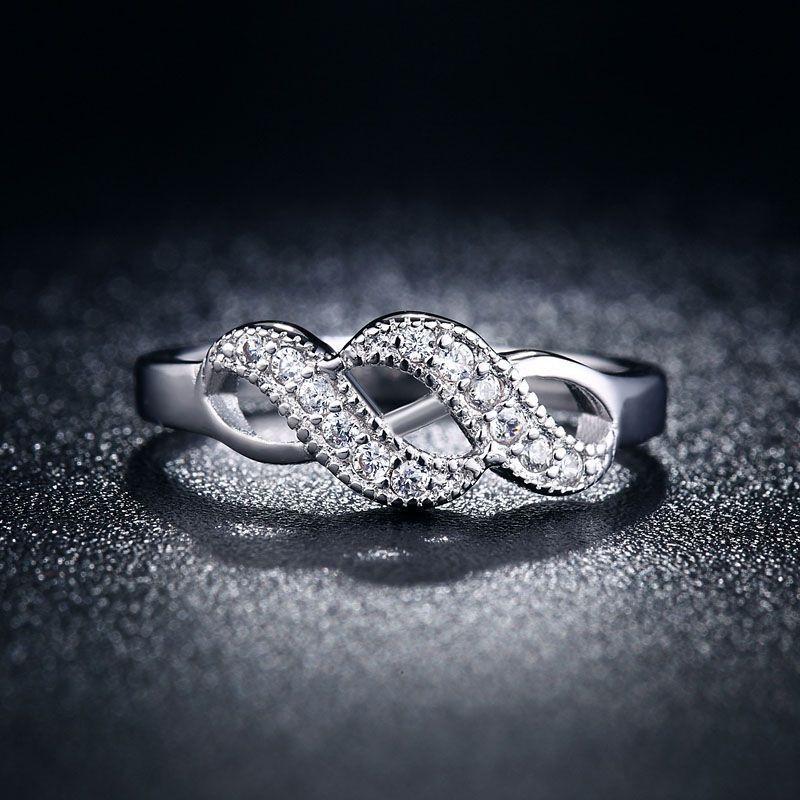Spiral Fashion Double Jewelry High Quality Womens Ring Shiny Silver Four Sizes