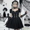 Goth Gothic Vintage Princess Dress Women Dark Lace Up Cross Corset Streetwear Partywear Lolita Female
