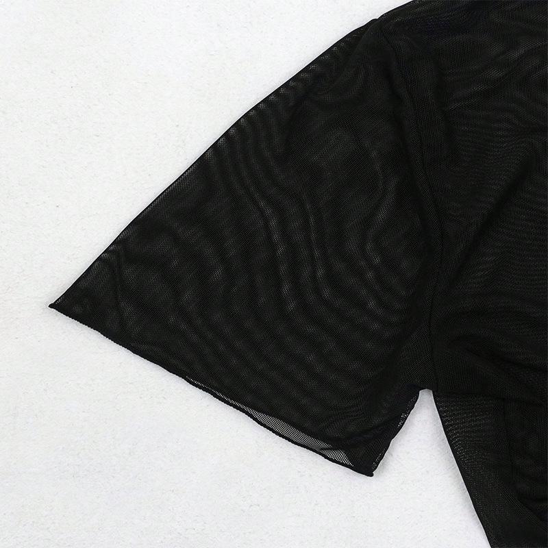 2024 Dámský síťovaný přehoz Jednobarevný bikiny top