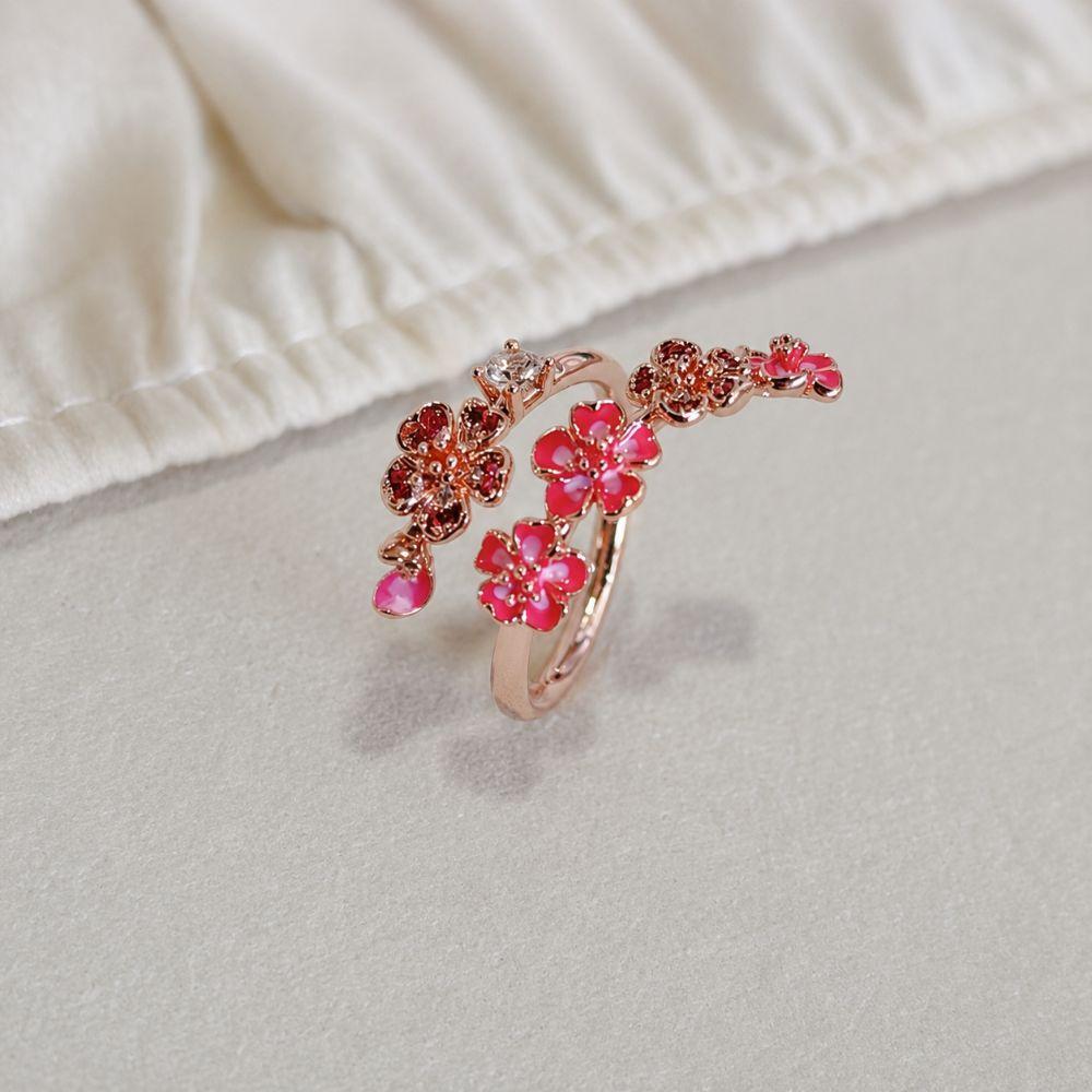 Kristallakzente Damen Pfirsichblütenring Roségoldbeschichteter Ringbox Schmuckschatulle Verlobung Hochzeit