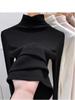 Damen Geripptes Langarm Rollkragen Schlankmachendes Basisschicht-Top