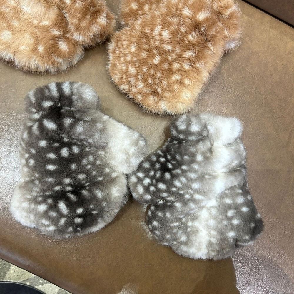Trendy Thickened Deer Gloves Cold-proof Touchscreen Winter Gloves Warm Windproof Half-fingered Gloves Outdoor Activity