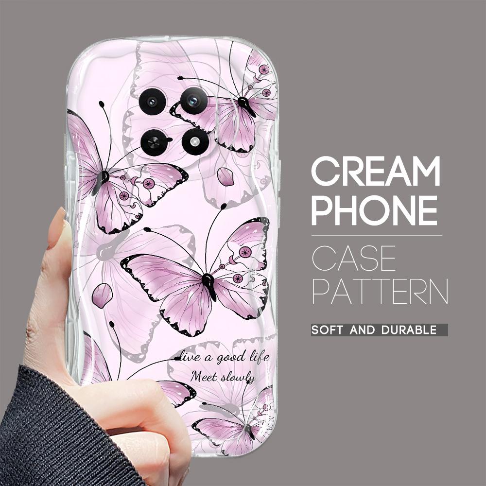 Cartoon Pattern Cream Texture Casing Wavy Edge Soft Silicone Cover Phone Case for OPPO Reno Realme OnePlus Vivo