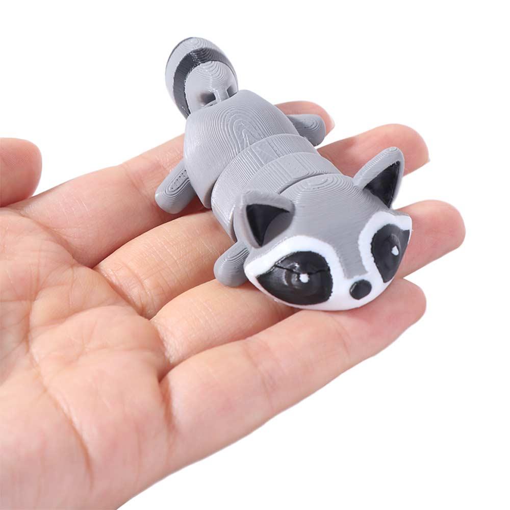 3D Printed Raccoon Figure Toy Models Cute Articulated Raccoon Toy Stress Relief Toy  Room Decor