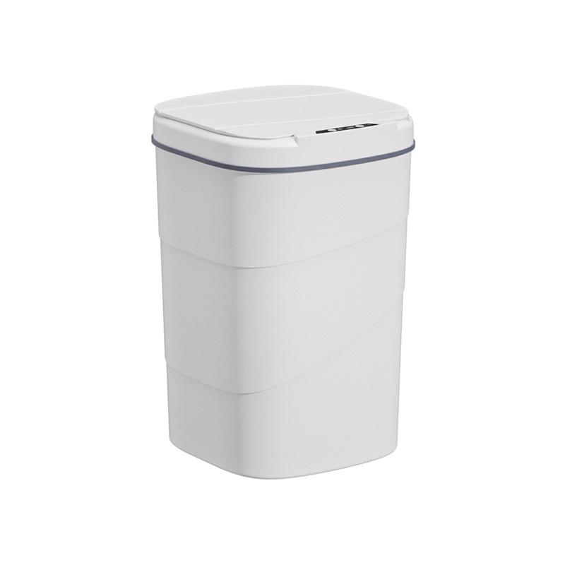 2026 Smart Sensor Trash Can: 14L with Blue Light Night Light, Press Ring Flip Lid & Spiral Pattern.
