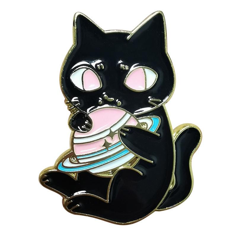 

1Pc Cute Yin Yang Cat Badge Witch Cat Brooch Funny Cat Brooch Enamel Pin