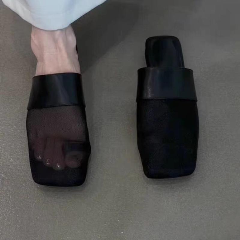 Fashion Mesh Clip Toe Slippers Flats Women Mules Shoes Slingback Sandals Summer 2025 New Brand Trend Mujer De Sandalias