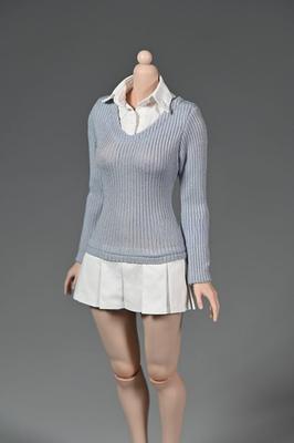 Toy Hobby Action Figure for TBLeague Body Office Lady College Girl Style Knit Long Sleeve Shirt Pleated Skirt Dress Head and Other Clothes Not