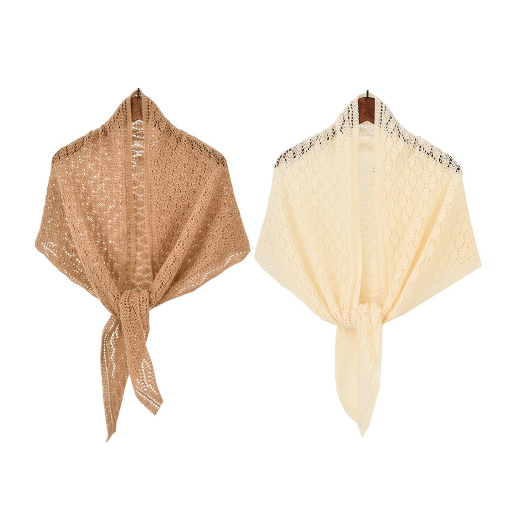 Hollowout Diamond Pattern Shawl Triangular Shoulder Wrap with Crochet Design Great for Women Leisure and Formal Occasion