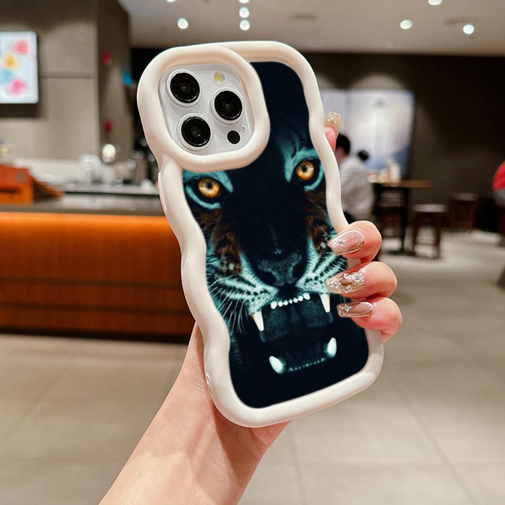 Huse de telefon N96 cu design Ochi de tigru, cu margine ondulată Macaron, pentru iPhone 16 Pro Max Samsung S24 Plus S23 Ultra A35 A05s Xiaomi Redmi Note 13, husă rezistentă la șocuri