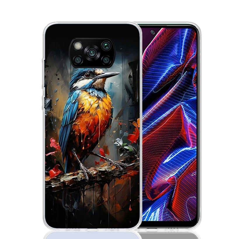 Animal Oil Painting Bird Phone Case For Xiaomi Poco X7 X6 X5 Pro F7 Ultra Redmi 15C 15 13 13C 12 12C 10 10A 10C 9 9A 9C 9T Cover