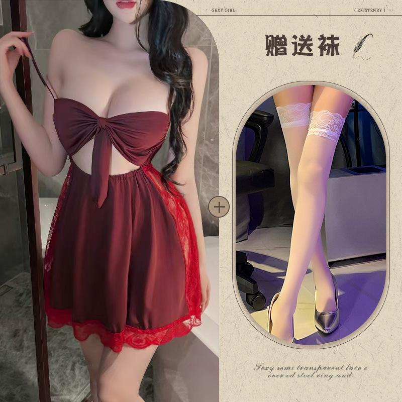 New European and American style underwear backless temptation no suspender skirt sexy bow