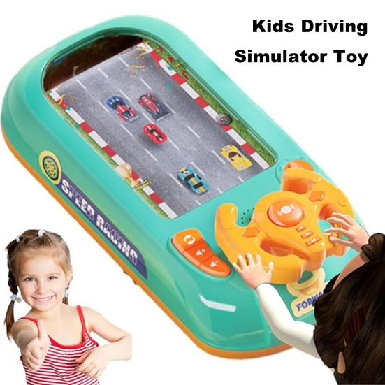 Kids Driving Simulator Toy 200 Levels Adjustable Educational Steering Wheel Toy Toddlers Interactive Pretend Driving Car Racing Board Game