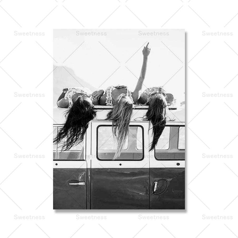

Black White Retro Camera Palms On Beach Wall Art Canvas Painting Nordic Posters And Prints Wall Pictures For Living Room Decor No Frame 21*30cm No Frame