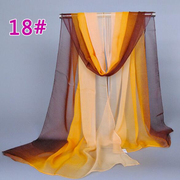Lady Fashion Voile Girls Scarves Chiffon Scarf Women High Quality Gradual Color Women Silk Scarf  Popular Scarves Wrap shawl
