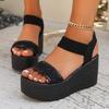 34-43 Plus Size Shoes for Women Summer Fashion Women Platform Wedges Non-slip Peep Toe Black Sandals Casual Women Footwear