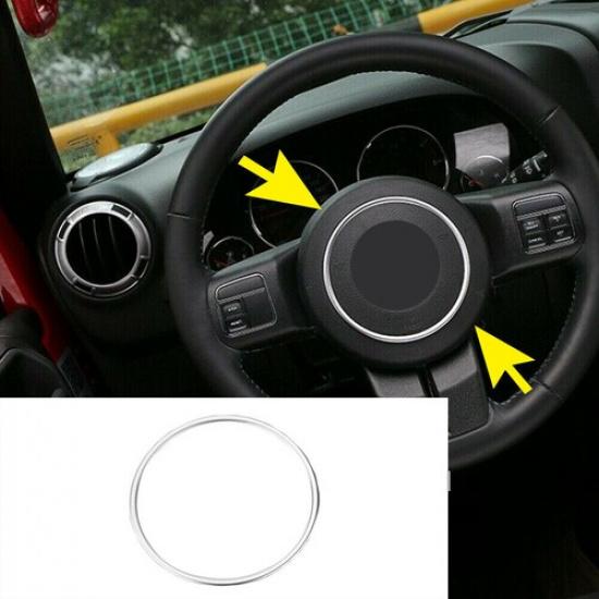 Silver Steering Wheel Center Trim Bigger For 2011+ Jeep Wrangler Compass Patriot