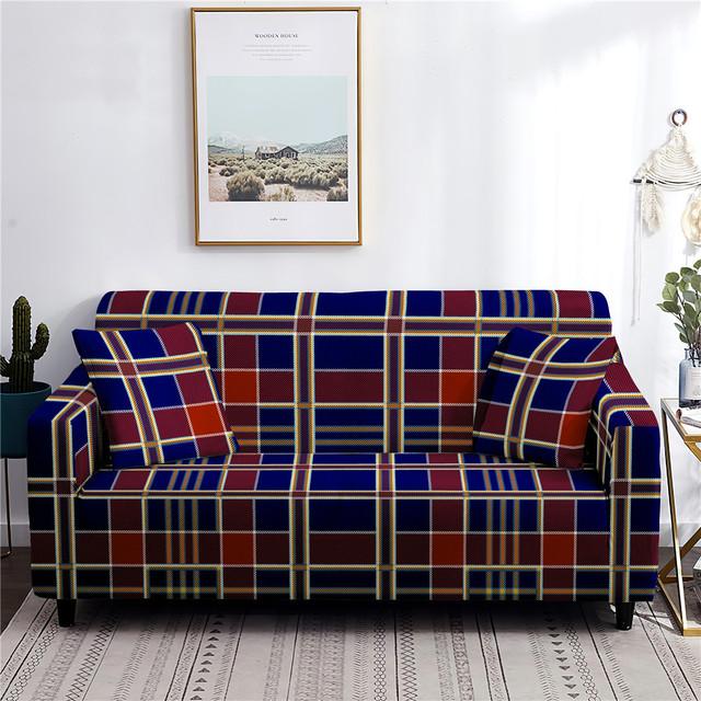 1 /2 /3 /4 Seater Plaid Sofa Cover Dust -Proof Stretch Sofa Slipcover For Living Room L Shape Sofa Protector Anti -Fouling Home Decor