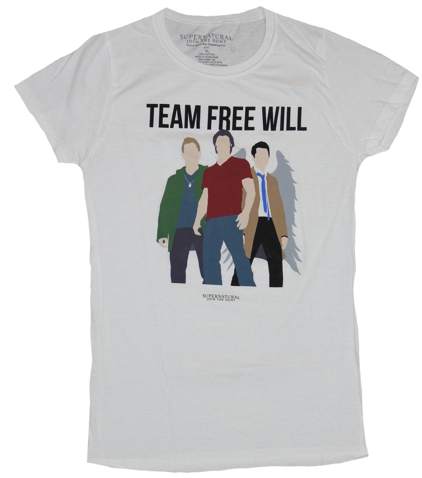 Supernatural Girls Juniors T-Shirt - Team Free Will Standing Stylized trio XXXXL