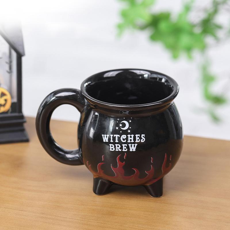 

Ведьмы тигель керамические кружки, меняющие цвет, огонь, кружки с горячей водой, креативный подарок на Хэллоуин для друга, ведьмины кофейные кружки 301-400ml