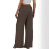 European & American Women's Casual Solid Wide-Leg Beach Pants with Elastic Waist & Pockets