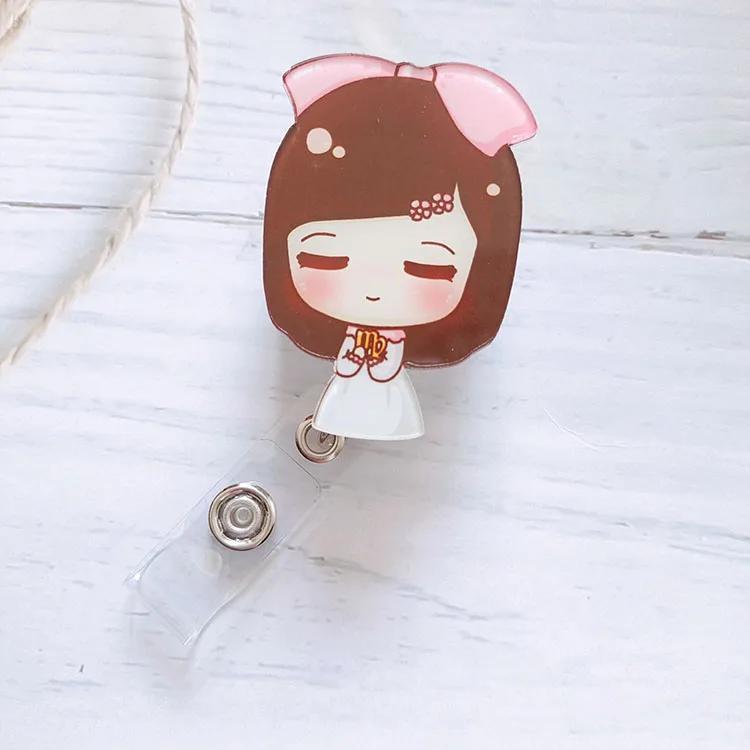 1pc Marble Nurse Doctor Badge Reel Retractable ID Badge Holder Key Ring ID Name Card Office Supplies Porta Credencial