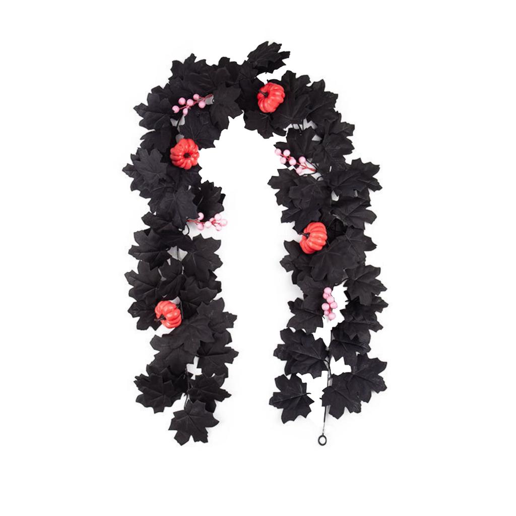 Artificial Maple Leaf Garland 175cm Halloween Decorative Vine with Pumpkin Accents for Indoor Outdoor Seasonal Home Decoration