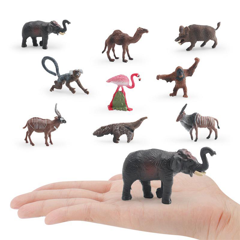 Wild Animal Model Set: Eland, Camel, Orangutan, Boar, Anteater, Flamingo, Marmoset