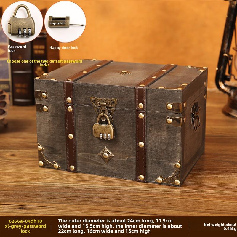 European Retro Wooden Lock Storage Box Home Storage Box Wooden Box Decorative Ornament Secret Room Escape Prop Box