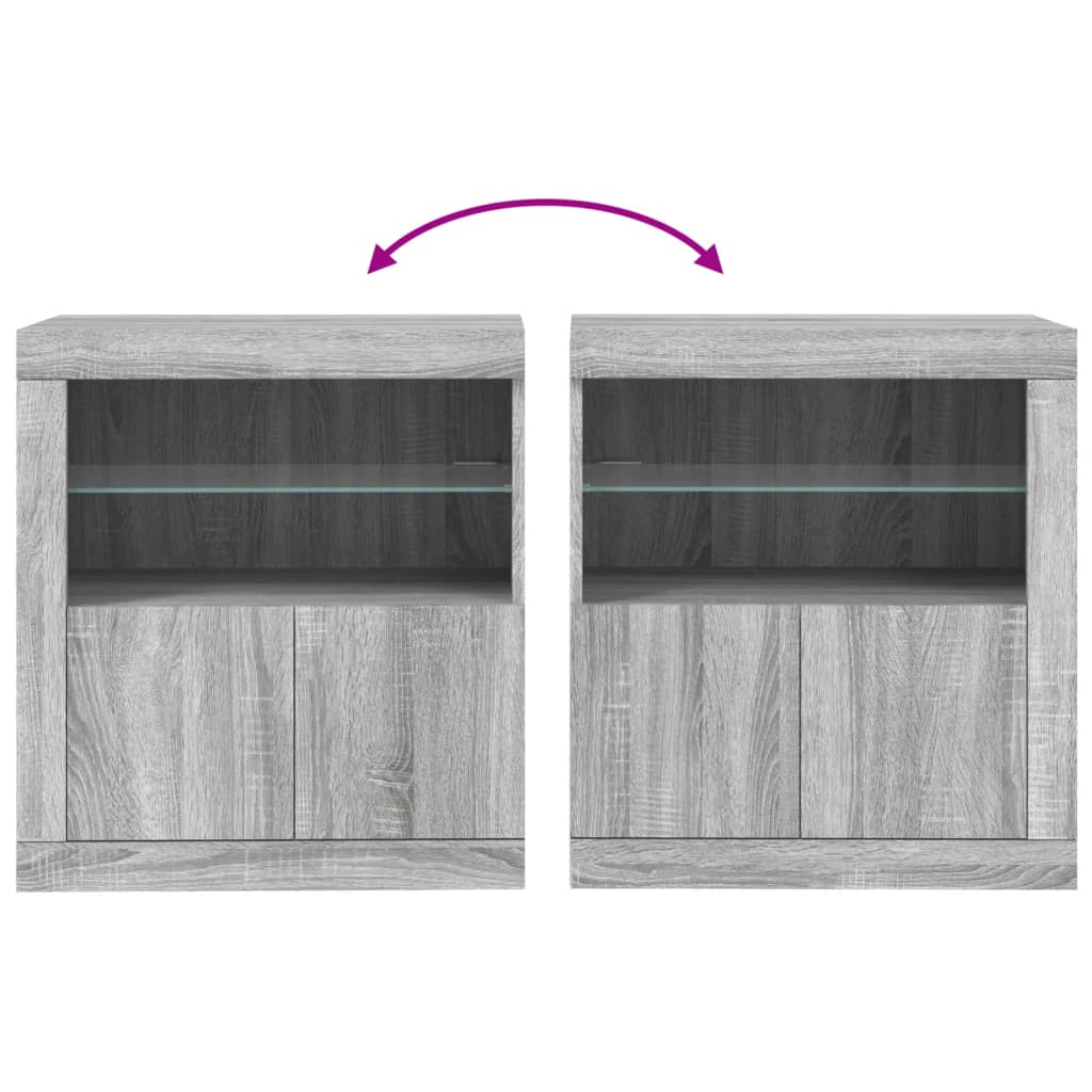 Sideboard with LED Lights Grey Sonoma 60.5 x 37 x 67 cm