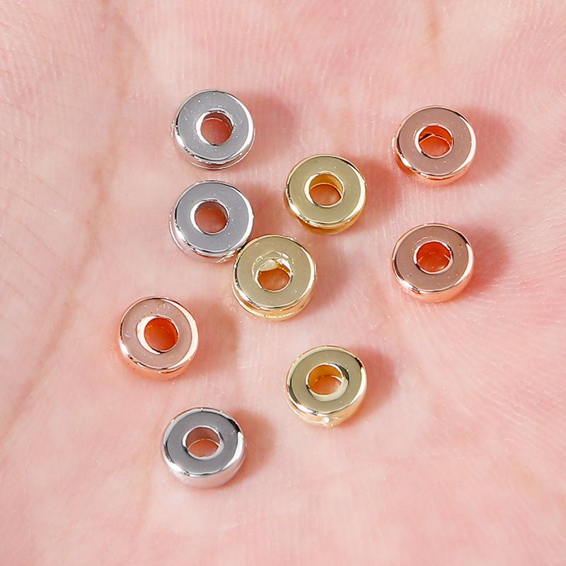 100pcs/Lot CCB Beads KC Gold Sliver Plated Round Flat Wheel Beads Loose Spacers Beads For Jewelry Making DIY Bracelet Necklace