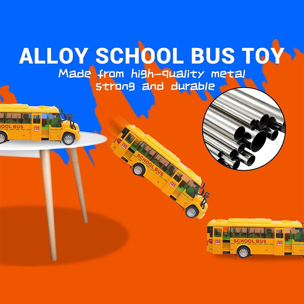 1/32 Model School Bus, Casting Alloy Openable Door Toy Car with Lights Sounds Fuel System Parts for Boy Girl Combustion Engines Parts