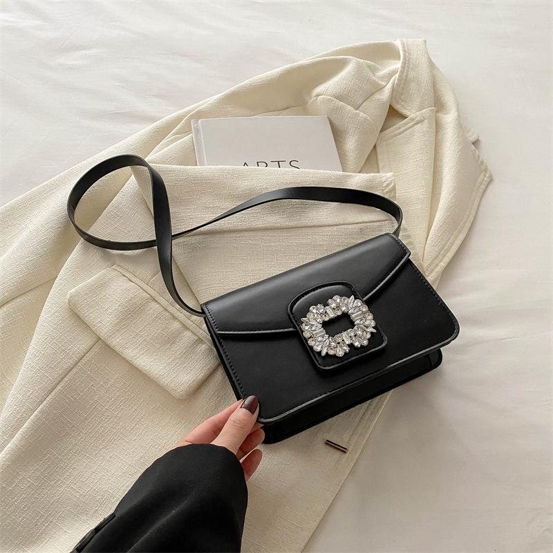 

Niche Design Летний новый стиль Высококачественная модная легкая роскошная однотонная сумка через плечо с инкрустацией бриллиантами Маленькая квадратная сумка