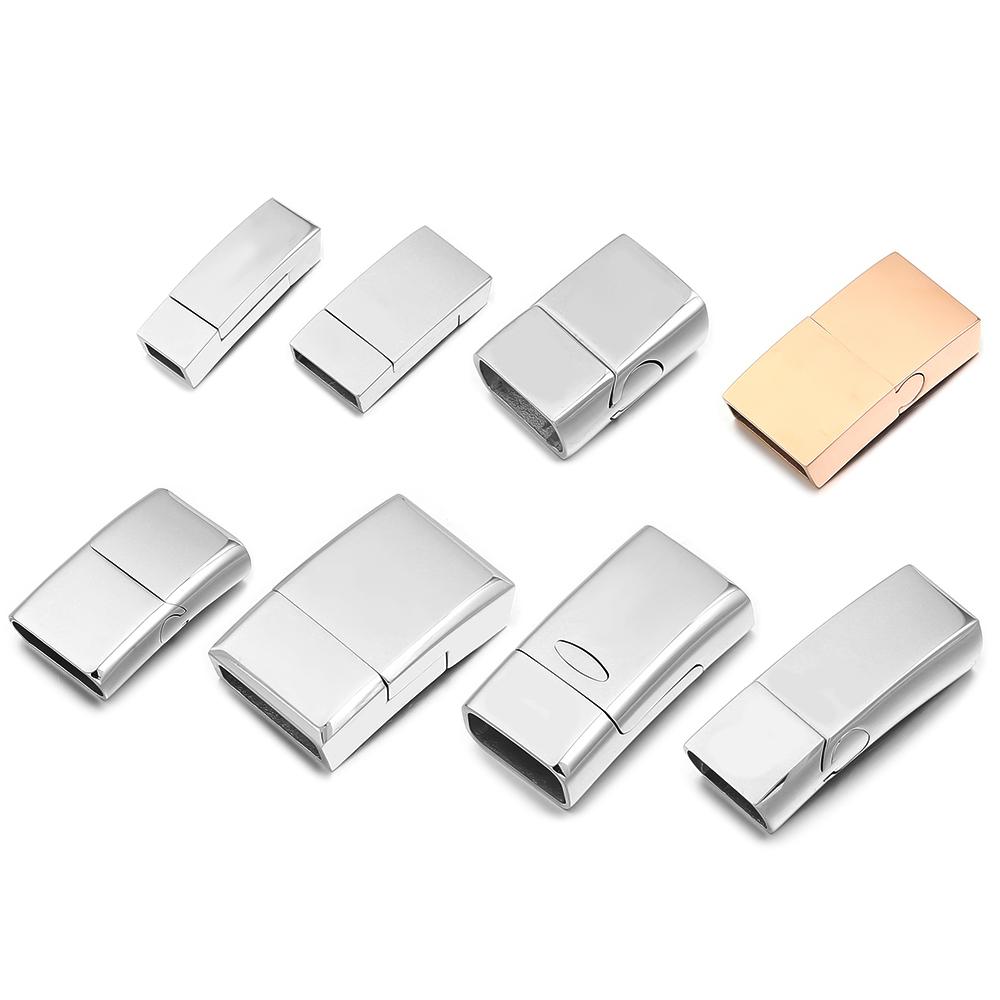 Chiusure Magnetiche Forti in Acciaio Inossidabile Per Braccialetti in Corda di Cuoio Piatta Connettori Terminali Accessori per la Creazione di Gioielli Fai da Te