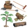 Animal Farm Model Set: Trees, Fences, Vegetables, Tools, Cart, and Props for Toy Scenes