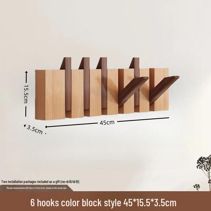 Solid Wood Wall-Mounted Piano Key Coat & Hat Rack - Punch-Free Storage Solution for Bedroom, Entrance, or Hallway.
