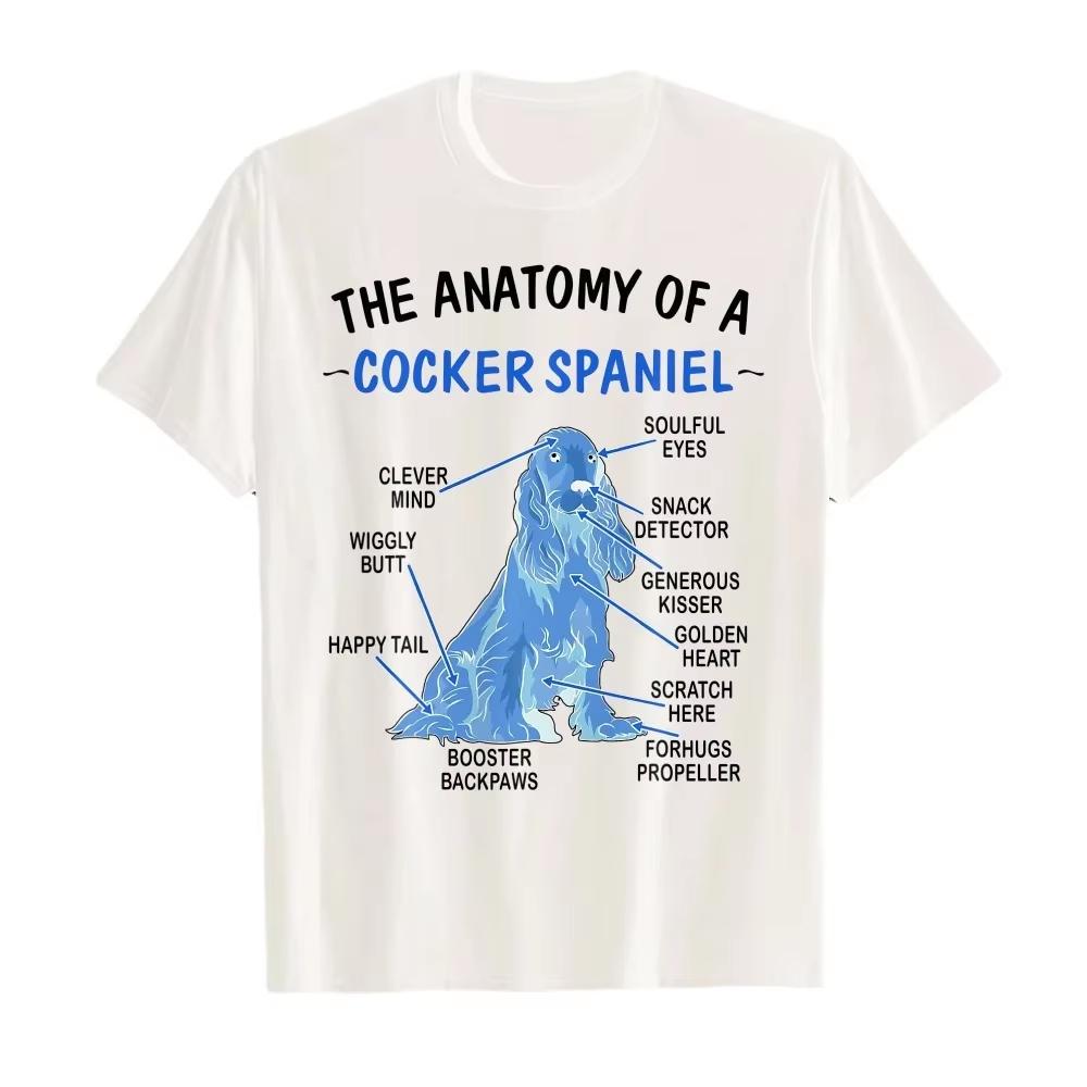 T Shirts  Funny Anatomy of A Cocker Spaniel for Dog Lovers TShirt Graphic T Shirts Harajuku Coton Graphic T Shirts Streetwear