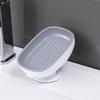 Self Draining Soap Holder with Super Suction Cup Non-Slip Detachable Soap Dish for Bathroom Kitchen Sponge Scrubber Storage