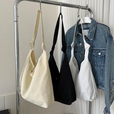 Trend Large Capacity Lazy Wind Canvas Casual Simple Solid Color Summer Literary Cloth Bag Portable Shoulder Messenger Bag