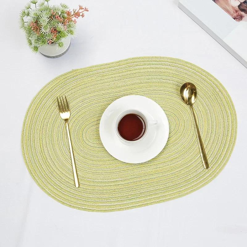 1pc Table Placemats Braided Placemats Dining Tables Natural Woven Oversized Place Mats Set Heat Resistant Pad Oval Table Mats