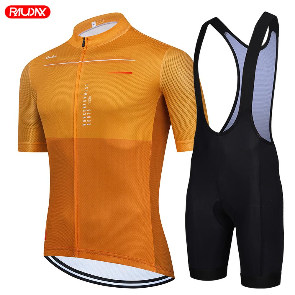 Raudax Road Bike Jersey Set Men Cycling Clothing Summer MTB Team Clothes Short Sleeve Uniform Triathlon Skinsuit Ropa De Hombre