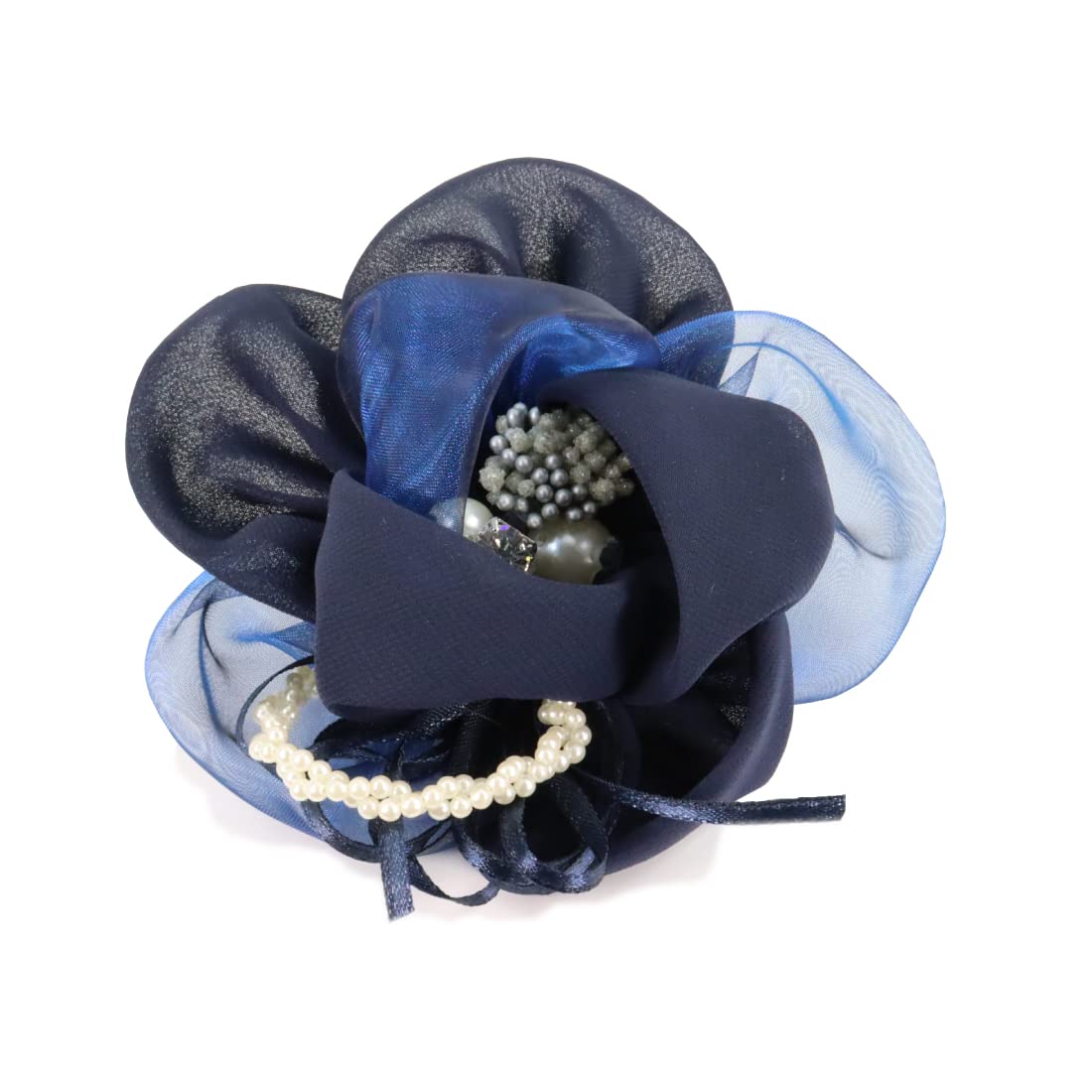 

Handmade soft gorgeous for formal occasions and elegant outfits [Crane s Collection] corsage, brooch, 2-way clip, pin, (navy)