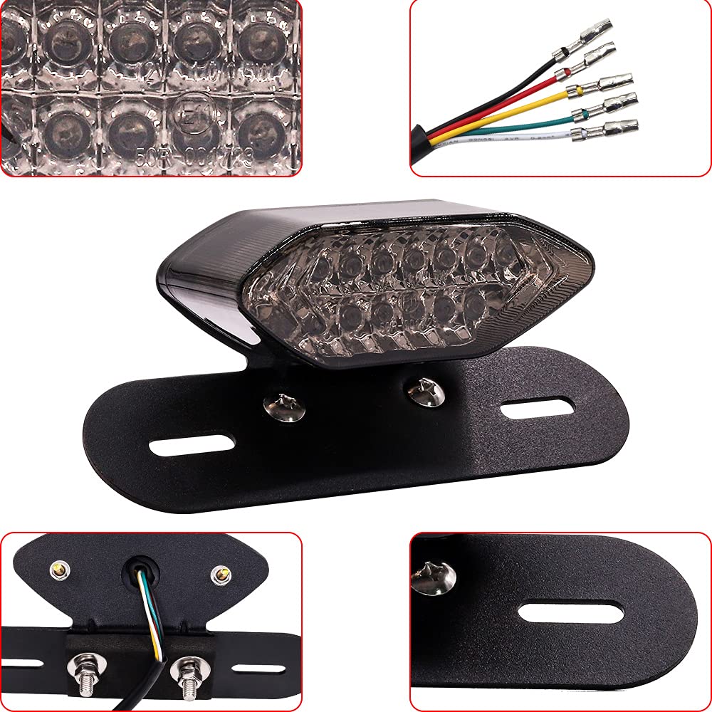 Aoling Motorcycle Tail Light 12V Brake Light Blinker License Plate Light Position Lamp Integrated Function Motorcycle Rear Light with Wiring Giboshi