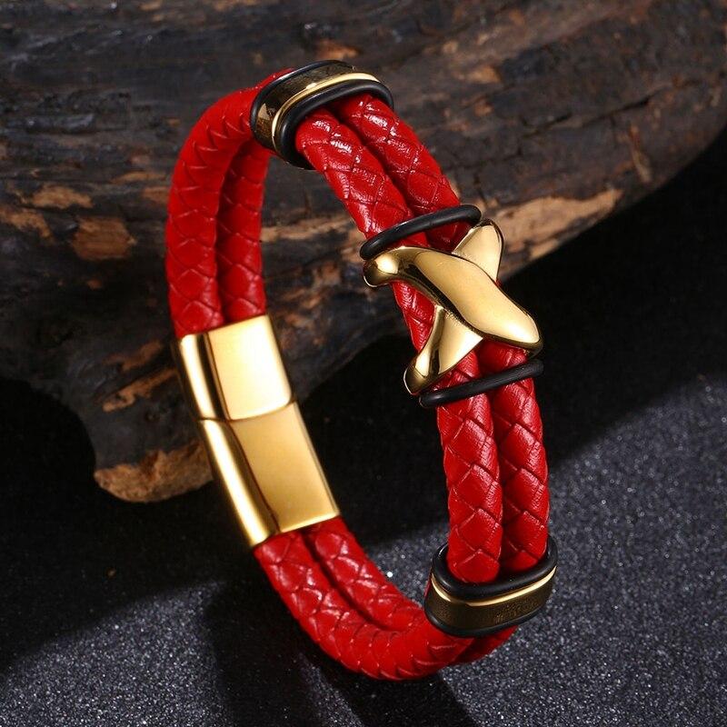 Gothic Men Fashion Braided Genuine Leather Bracelet Cross Accessories Homme Femme Bracelets Handmade Jewelry