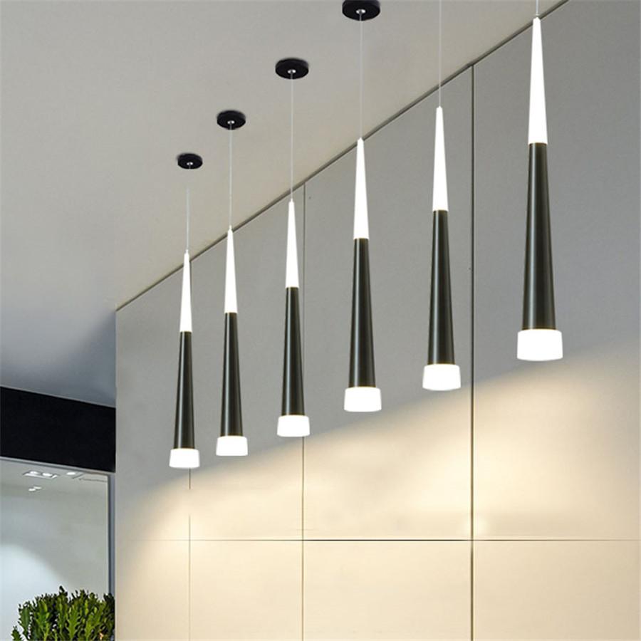 Modern Led Pendant Lights Nordic Acrylic Long Tube Hanging Lamps Droplight Restaurant Dining Room Bedroom Bar Pendant Lamps