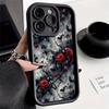Rose Vine and Bat Pattern Phone Case Suitable for iPhone 17 16 15 14 13 12 11 Pro/Max/Plus Anti Drop and Shockproof Back Cover