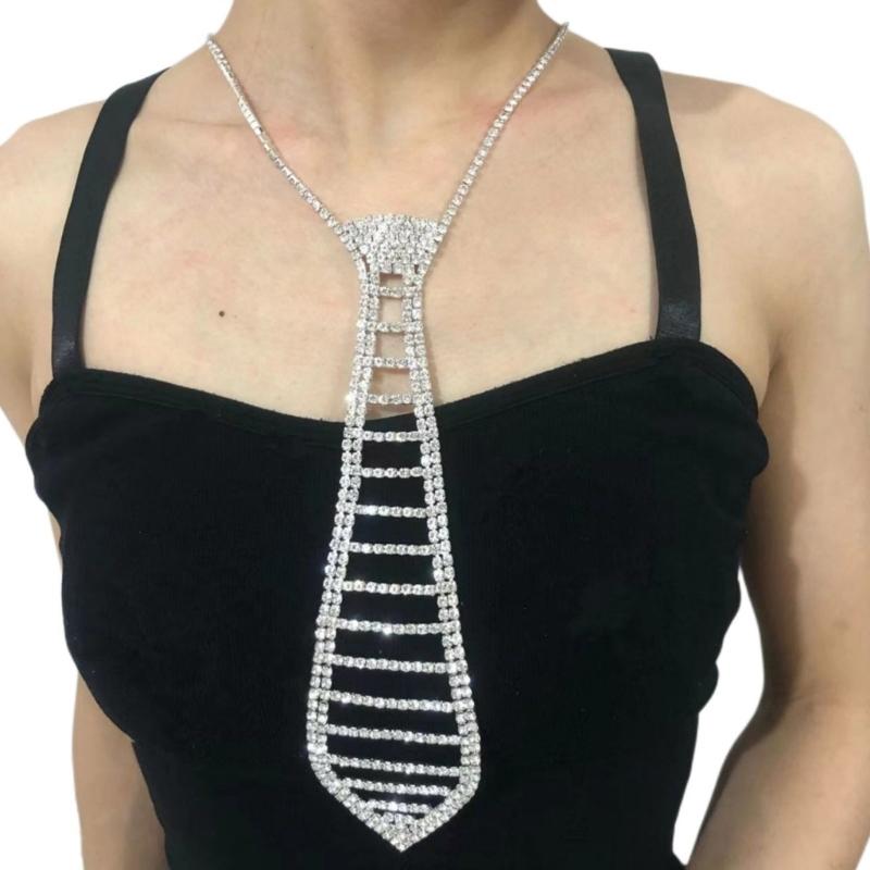 Rhinestones Necktie Female Party Decoration Tie Casual Trendy Wedding Party Tie for Weddings and Event