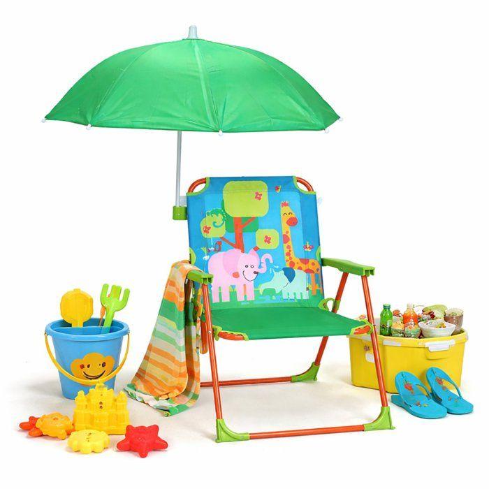 Chaise Enfant Pliante avec Parasol TOFFY Design Amusant pour Jardin Plage et Maison
